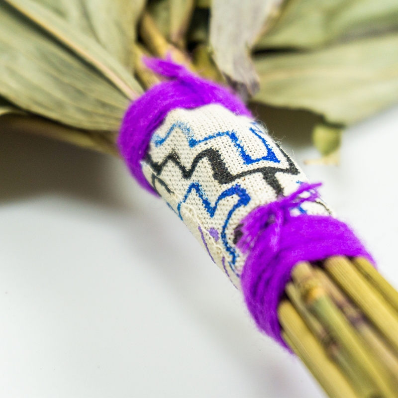 Chakapa - Large with Shipibo design - handcrafted ceremonial instrument - top view