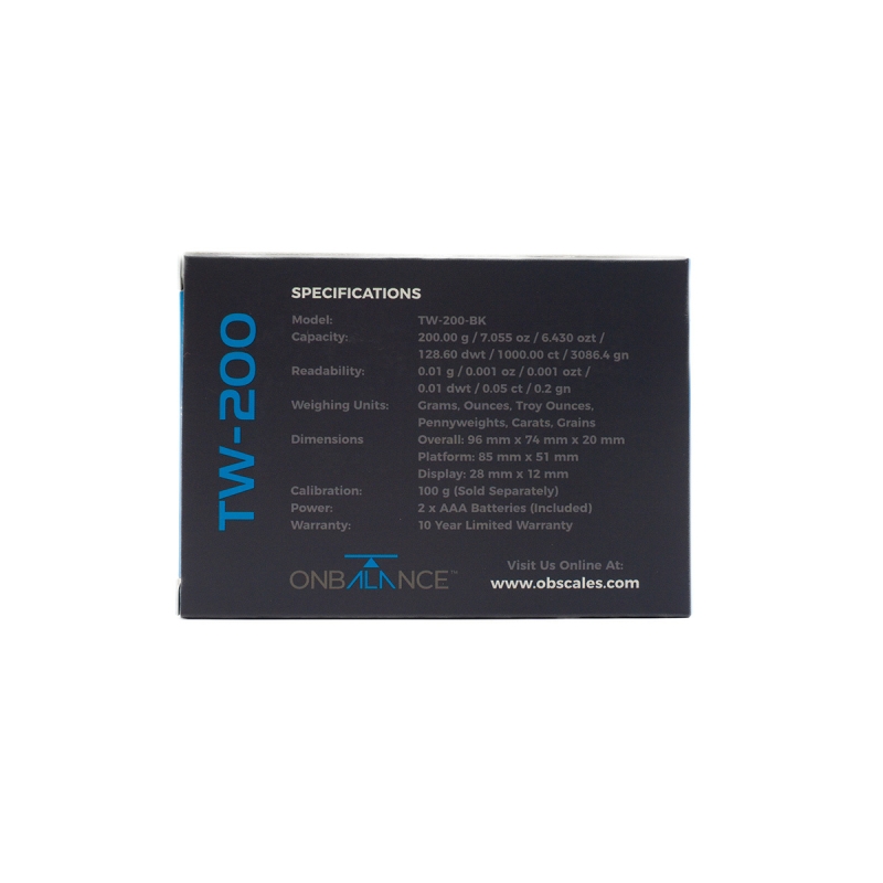 On Balance Truweigh 200g x 0.01g - digital precision scale - close-up detail On Balance Truweigh 200g x 0.01g - digital precision scale - close-up detail