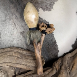 Shamanic Leather Shaker + Kenari - handcrafted ceremonial instrument