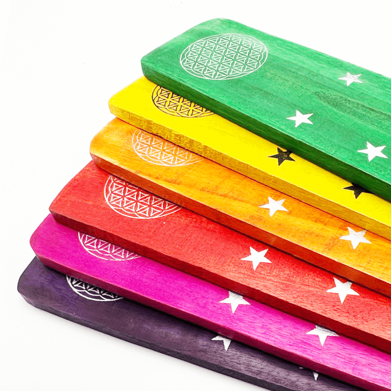 Wierookhouder Gekleurd Hout &bull; Flower of Life - wierook accessoire - productoverzicht