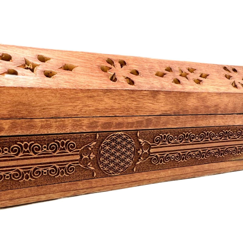 Houten Wierookbrander met Opbergvak Kopen | Flower of Life