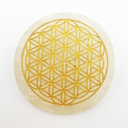 Wierookhouder Seleniet Rond &bull; Flower of Life - wierook accessoire