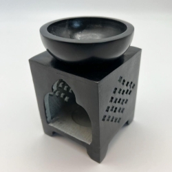 Zeepsteen Olieverdamper Flower of Life Kopen | Zwart Steen