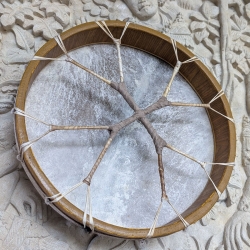 Authentic Shamanic Drum 40cm - 4 - handcrafted ceremonial instrument - top view Authentic Shamanic Drum 40cm - 4 - handcrafted ceremonial instrument - top view