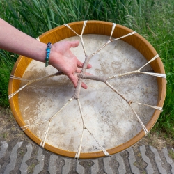 Authentieke Shamanic Drum 50cm - 6 - handgemaakt ceremonieel instrument - bovenaanzicht