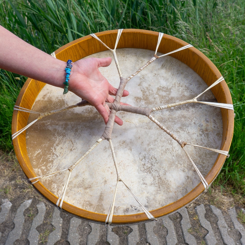 Authentieke Shamanic Drum 50cm - 6 - handgemaakt ceremonieel instrument - bovenaanzicht