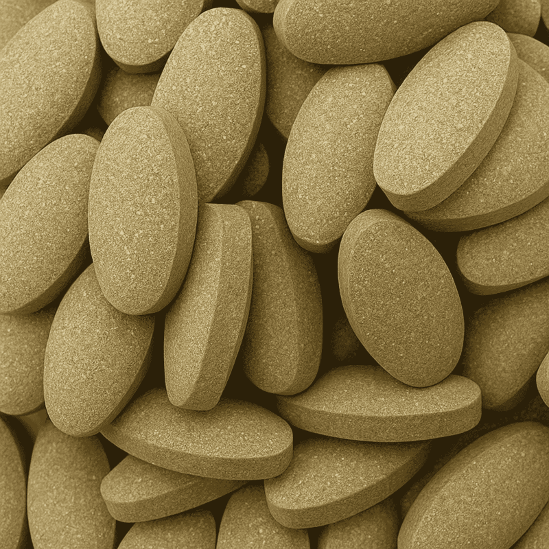 Pure Pressed White Kratom - pressed Mitragyna Speciosa tablets - close-up detail