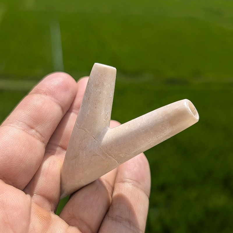 Edelsteen Kuripe - Cr&egrave;me Marmer - handgemaakte rap&eacute; zelfapplicator - zijaanzicht handwerk detail