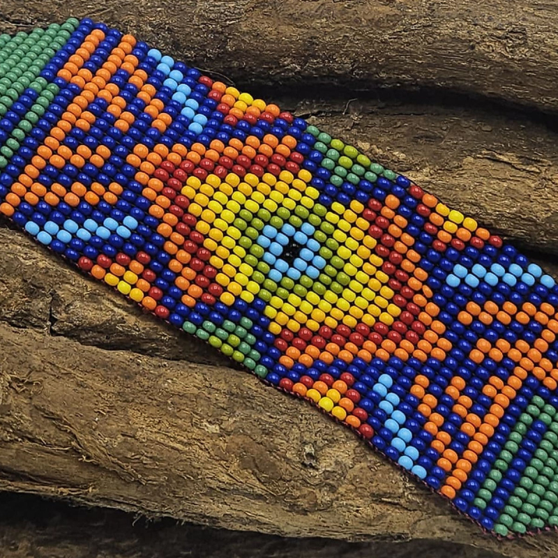 Huni Kuin Tribe Beaded Bracelet - M1 - handcrafted indigenous bead jewelry - worn on wrist