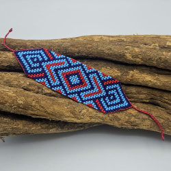 Huni Kuin Tribe Beaded Bracelet - M2 - handcrafted indigenous bead jewelry - worn on wrist