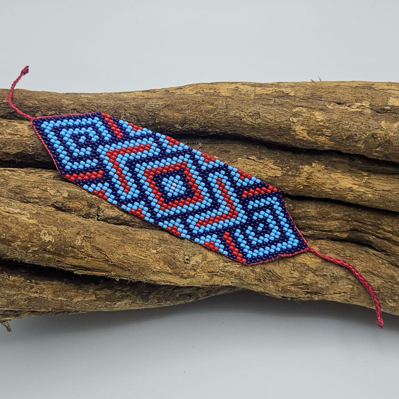Huni Kuin Armband M2 | Blauwe Handgemaakte Amazone Armband