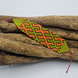 Huni Kuin Armband M4 | Groen-Oranje Handgemaakte Amazone Armband