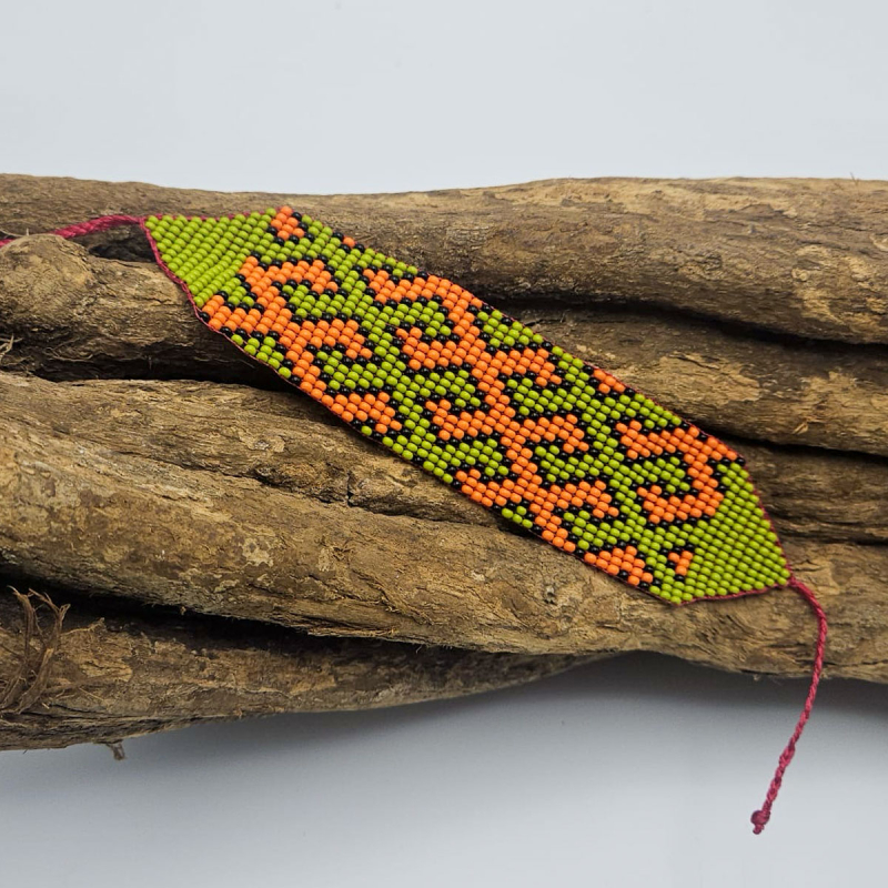 Huni Kuin Armband M4 | Groen-Oranje Handgemaakte Amazone Armband
