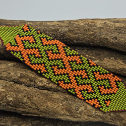 Huni Kuin Armband M4 | Groen-Oranje Handgemaakte Amazone Armband