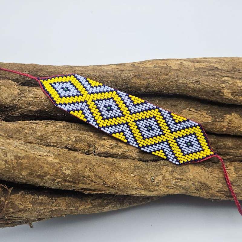 Huni Kuin Armband M5 | Geel-Blauwe Handgemaakte Amazone Armband Huni Kuin Armband M5 | Geel-Blauwe Handgemaakte Amazone Armband