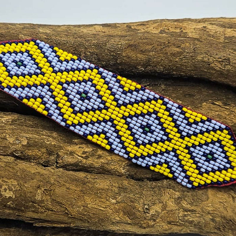 Huni Kuin Tribe Beaded Bracelet - M5 - handcrafted indigenous bead jewelry - worn on wrist
