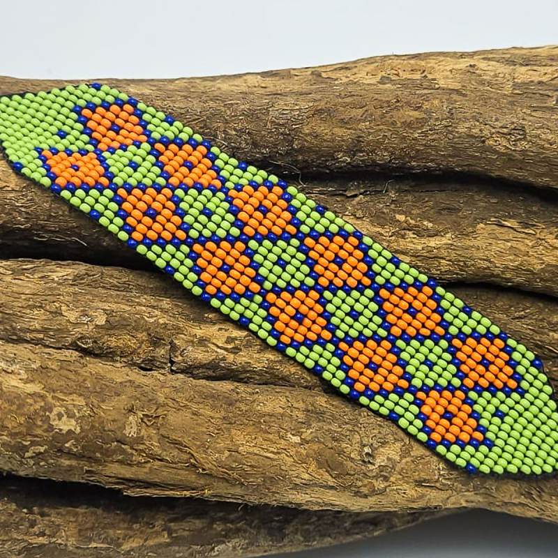 Huni Kuin Armband M7 | Groen-Oranje Handgemaakte Amazone Armband