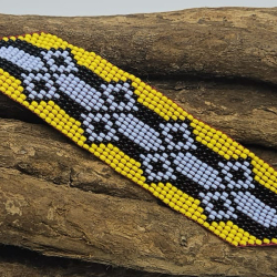 Huni Kuin Armband M10 | Geel-Zwarte Handgemaakte Amazone Armband