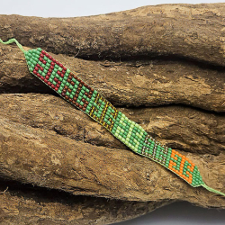 Huni Kuin Tribe Beaded Bracelet - S4 - handcrafted indigenous bead jewelry - worn on wrist