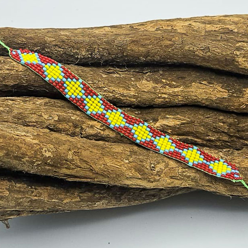 Huni Kuin Armband S3 | Blauw-Gele Handgemaakte Amazone Armband