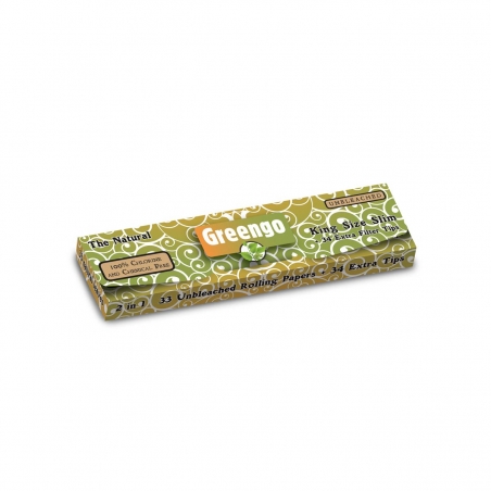 Greengo Unbleached King Size Slim 2 In 1 - Rolling Paper & Filter Tips - Next Level