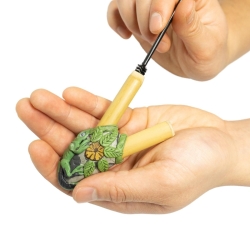 Kuntanawa King Lizard Kuripe - handcrafted rap&eacute; self-applicator - mouthpiece close-up