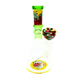 Mini Glass Bong - handblown borosilicate glass piece - top view Mini Glass Bong - handblown borosilicate glass piece - top view