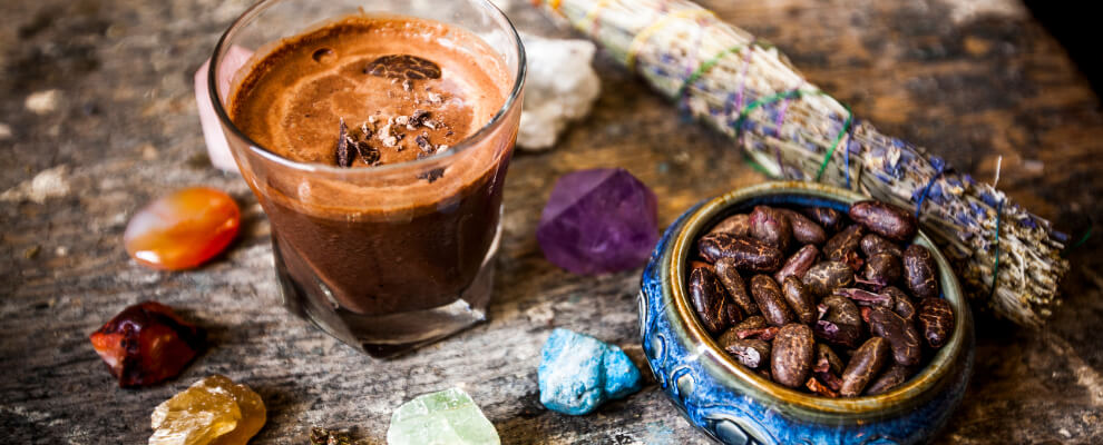 Preparing ceremonial cacao in traditional style