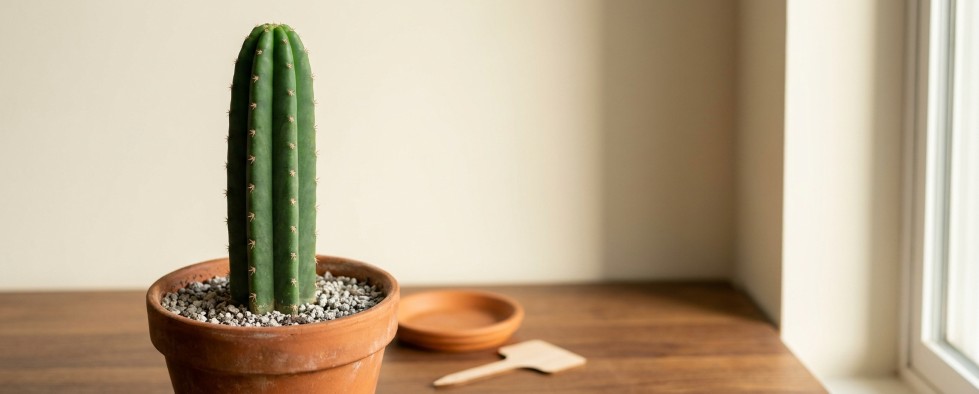 San Pedro mescaline cactus growing in pot at home