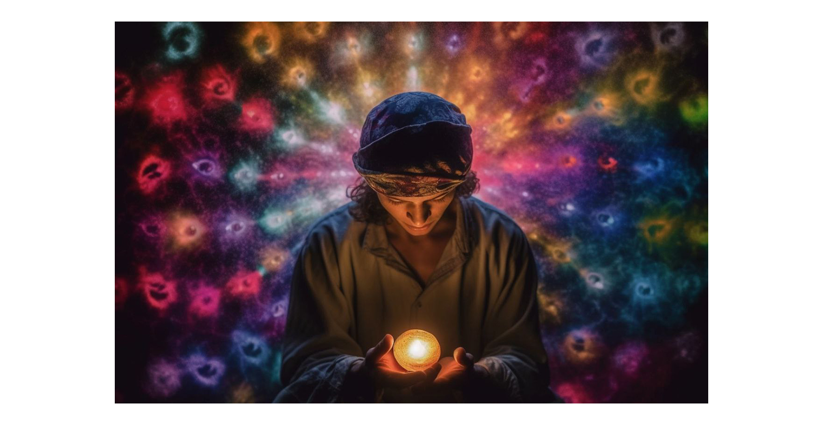 A guy holding an orb of light in his hands