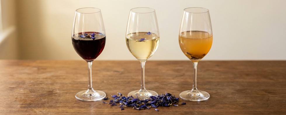 Three lotus wine variants red white mead