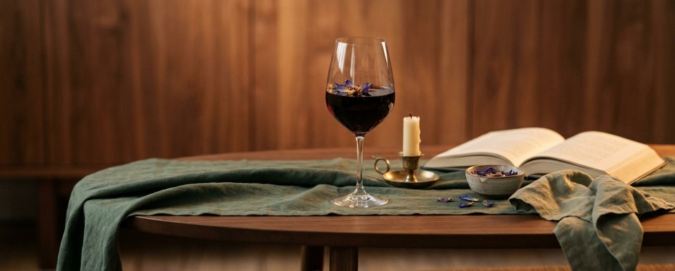 Lotus wine modern evening ritual candle