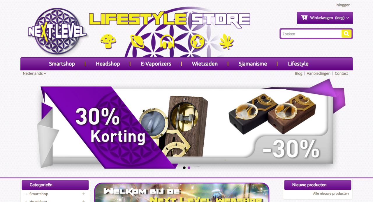 Screenshot of the Next Level Smart webshop in its early days