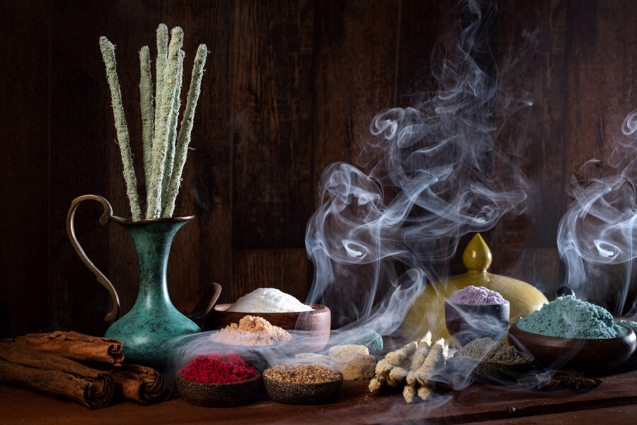 Different types of incense side by side