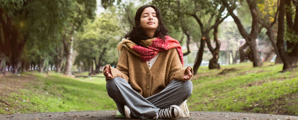 Burning incense during meditation
