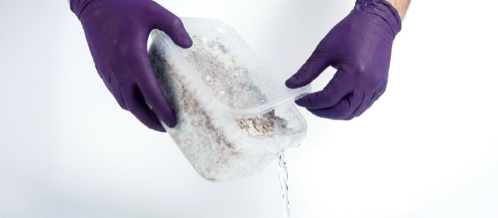 Draining excess water from mushroom grow kit